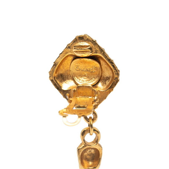 CHANEL Authentic Gold Logo Earrings - Picture 3 of 4